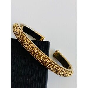 14k gold over 925 silver CPA Italy byzantine cuff bangle Bracelet